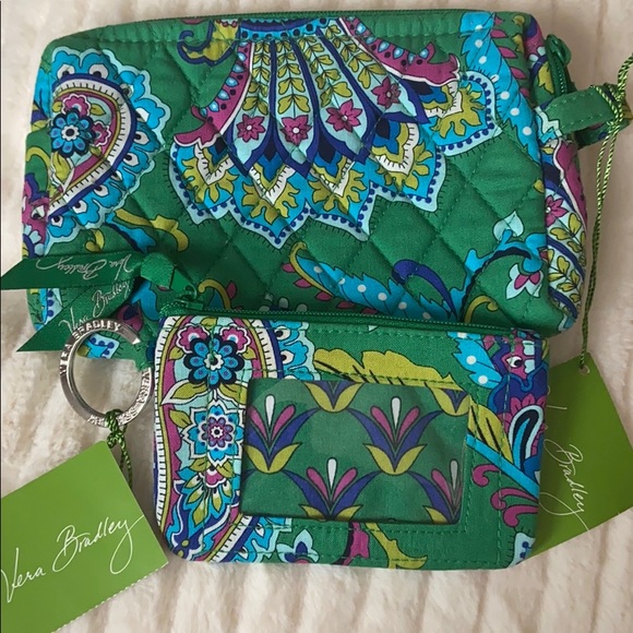 Vera Bradley Handbags - NWT Vera Bradley Emerald Paisley Cosmetic & ID Set
